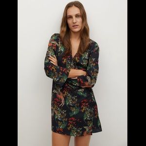 MANGO oriental botanical print dress